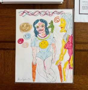 Daniel Johnston Original Full Color "Grimacing Girls" July 2002 8 1/2" X 11" - Picture 1 of 10