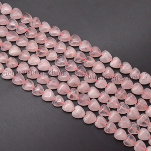 12x12mm Natural Pink Rose Quartz Heart-shaped Gemstone Loose Beads 15'' Strand - Picture 1 of 5