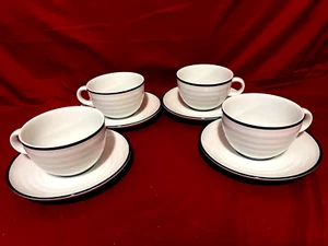 Crate & Barrel Culinary Arts Set Of 6 White Coffee Mugs 16oz. - Picture 1 of 2