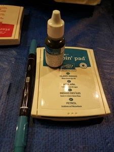 STAMPIN UP Classic Ink Foam Pad w/Matching Refill & Marker Set ISLAND INDIGO - Picture 1 of 3