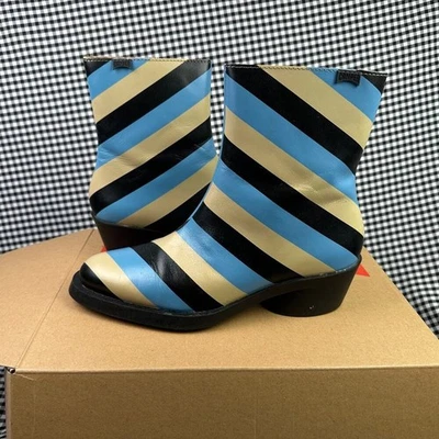 Botas CAMPER Bonnie Azul Crema Negro Remolino Rayas Mod Para Mujer Talla 8.5 Foto 1 de 4