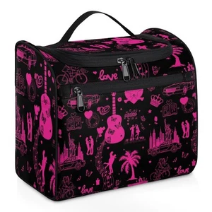 DeepPink Painting Hanging Toiletry Bag Wash Makeup Bag for Women Girls Guitar... - Picture 1 of 7