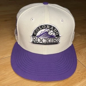 New Era 59FIFTY Colorado Rockies 10 Years Patch White Purple 7 3/4 Hat Club MLB - Picture 1 of 24
