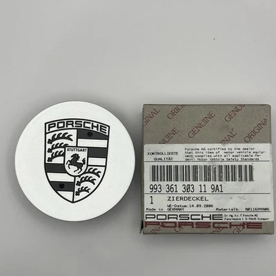 GENUINA PORSCHE 911 993 996 BOXSTER TAPA CENTRAL PLATA NEGRO ESCUDO 993361303119A1 Foto 1 de 4