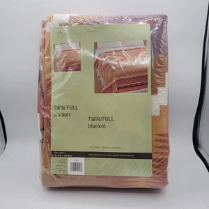 Vtg Aztec Geometric Southwest Poly Blanket Twin/Full 72" x 90" NOS USA Made - Picture 1 of 3