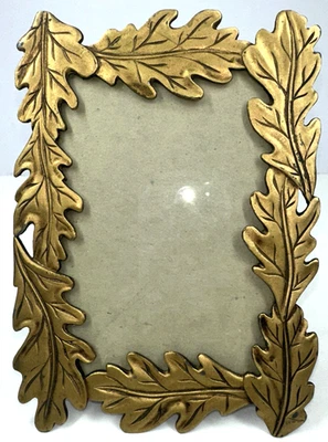 Marco de fotos vintage de hojas de roble dorado de 3,5 pulgadas x 5 pulgadas tamaño 4,75 pulgadas x 6,5 pulgadas Foto 1 de 4