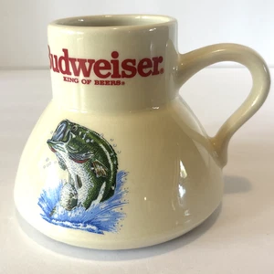 Vintage Ceramic Budweiser No Spill Coffee Mug Bass Fishing Angler’s Edition - Picture 1 of 9