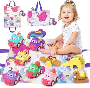 Toddler Girl Toys,10 PCS Car Toys with Playmat/Storage Bag,Toys for 2 3 4... - Picture 1 of 7