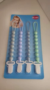 4-Pack Silicone Pacifier Clips with One-Piece Beads for Baby Boys and Girls - Picture 1 of 2