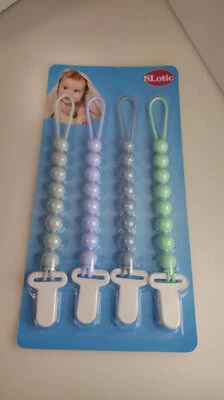 4-Pack Silicone Pacifier Clips with One-Piece Beads for Baby Boys and Girls - Image 1 of 2