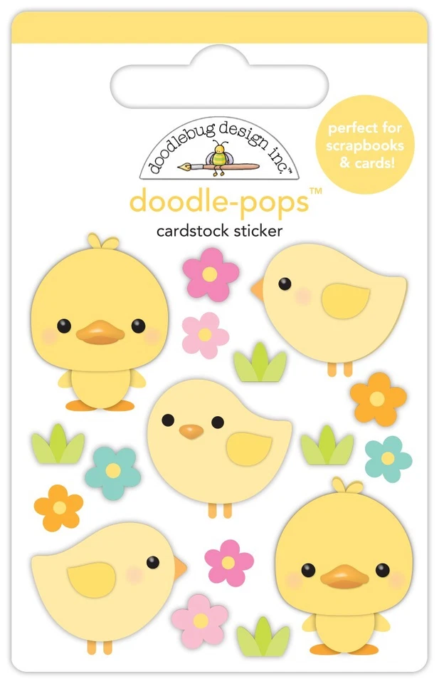 Pegatinas 3D Doodlebug Doodle-pop Springtime Peeps Amarillos Pollitos Flores Brillantes Foto 1 de 1