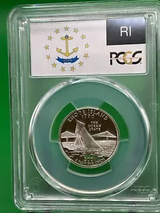 2001-S RHODE ISLAND Silver Proof Quarter PR70 PCGS FLAG LABEL NICE LOW PRICE!! - Picture 1 of 13