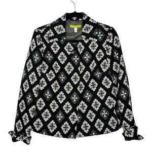 Sigrid Olsen Black/White/Gray Floral Textured Career Blazer Sz 6 - Picture 1 of 15