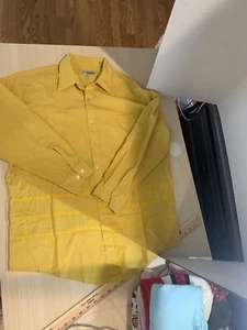 Vintage Haband Men's 70's Mustard Yellow w/yellow print long sleeve 16 30/31 - Picture 1 of 8