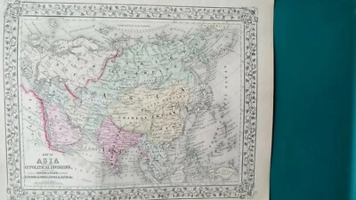 Mapa de Asia de 1867 mostrando sus divisiones políticas Rutas de viaje Londres a Asia Foto 1 de 4