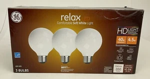GE Relax LED G25 3 Bulbs Dimmable 40w 350 Lumens Lasts 13 Years - Picture 1 of 6