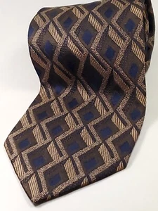 TINO COSMA Vintage made in ITALY 100% Silk Tie Mens 61" Long Brown Navy Blue NEW - Picture 1 of 4
