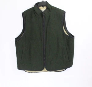 Vintage LL Bean Mens Wool Vest XL Sherpa Lined Pockets Zipper front Green 264815 - Picture 1 of 7