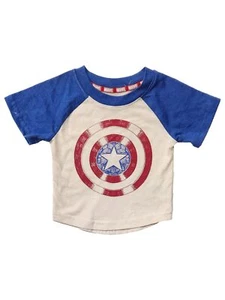 Infant Toddler Boys Marvel Captain America Super Hero Patriotic USA T-Shirt 12M - Picture 1 of 1