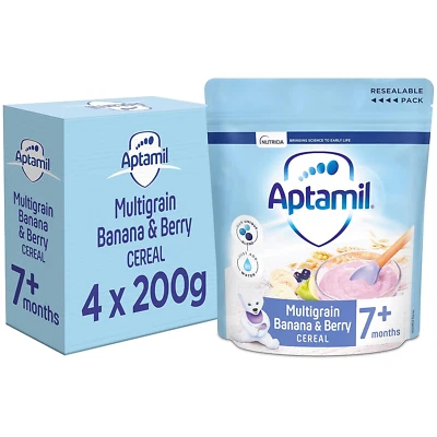 4 x 200g Aptamil Multigrain Banana & Berry Cereal From 7+ Months - Image 1 of 4