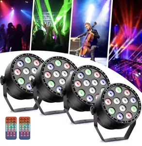 Stage Disco Lights 4 Pack, 12 LED RGBW Par Can Light Uplights with Remote - Picture 1 of 6