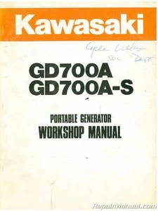 Used Kawasaki GD700A GD700A-S Portable Generator Service Manual - Picture 1 of 1