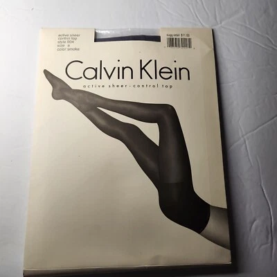 Vintage Calvin Klein Pantyhose Active Sheer Control Top Style 904 Size A SMOKE - Image 1 of 4