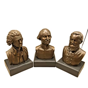 Figura Histórica Busto Conjunto de 3 Washington Jefferson Stonewall Resina Tono Bronce - Imagen 1 de 24