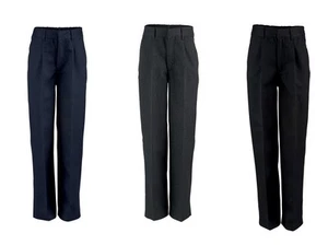 Boys School Uniform Trousers Kids Children Teflon 4-11 Years Navy, Black or Grey - Picture 1 of 7