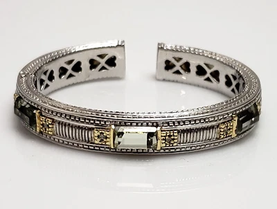 Brazalete Judith Ripka JR TWO Oro Esterlina 18k Diamante Amatista Verde Foto 1 de 4