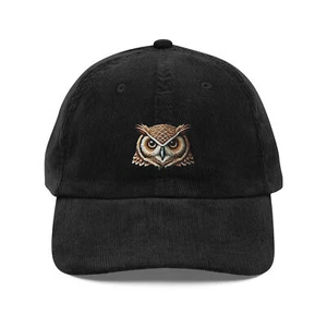 The Wise Owl Embroidered Vintage Cord Cap Essential for Nature Lovers - Bild 1 von 13
