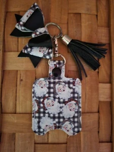 Neu 3 Stck. Desinfektionsmittel Flaschenhalter & Taschen Schlüssel Quaste Schleife Santa Buffalo kariert - Bild 1 von 3