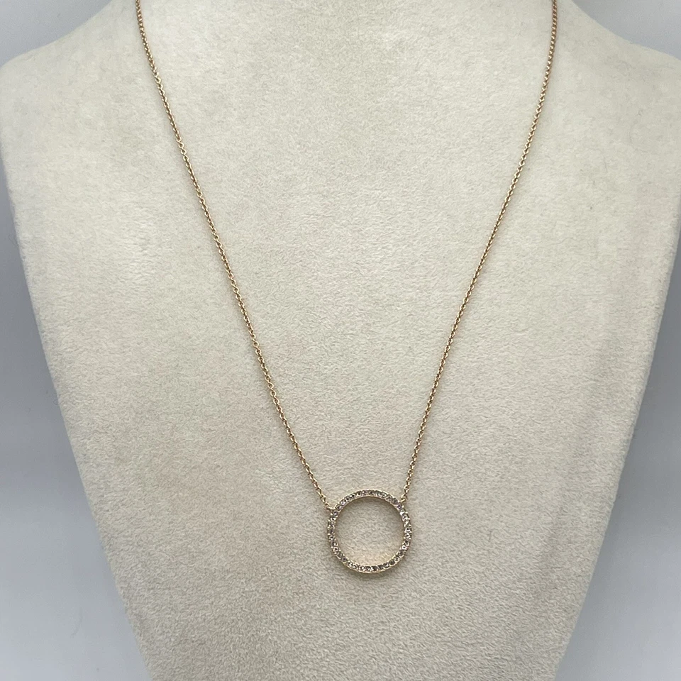 NADRI Rose Gold Pave Open Circle Pendant in Cubic Zirconia 16-18” - Image 1 of 4