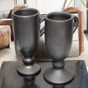 Tazas de cerámica negra LAMA Oaxaco México Western Airlines viaje premium década de 1960 - Imagen 1 de 5