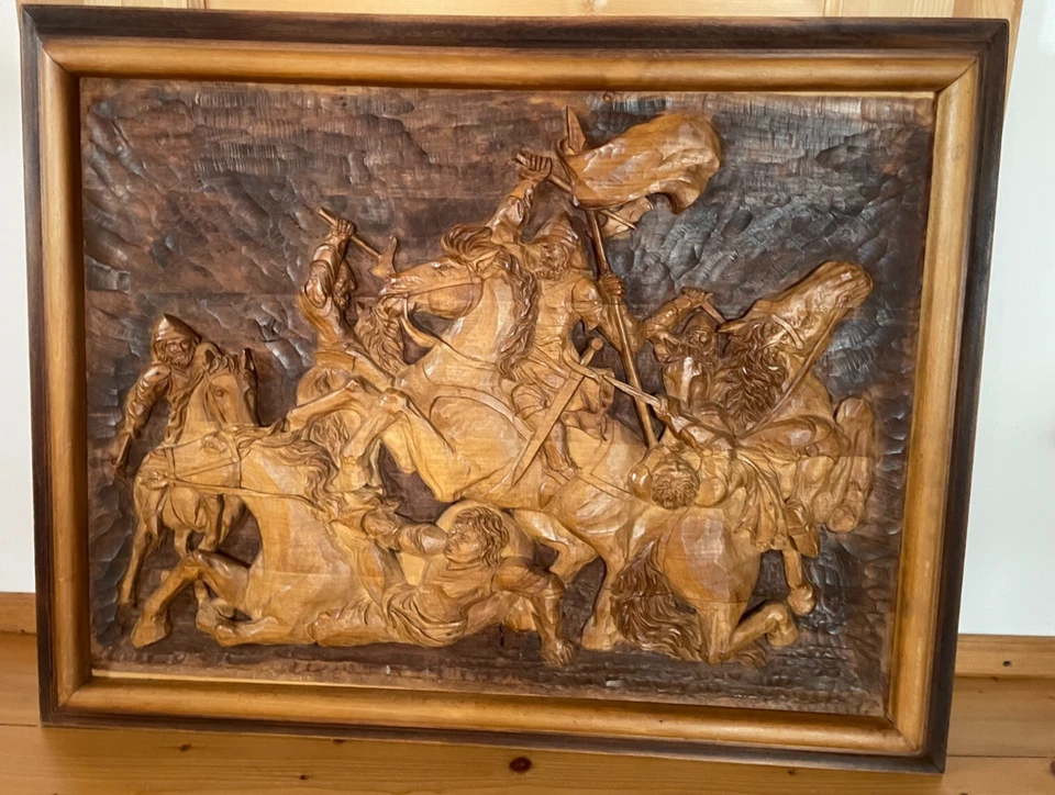 Wunderschönes geschnitztes Bild ca. 13,5 kg. H. 76,5 cm B. 96 cm T. ca. 8 cm - Bild 1 von 4