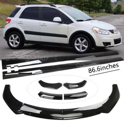 For Suzuki SX4 Front Bumper Lip Spoiler Splitter Kit Side Skirts Extension 86.6" — 第 1/4 张图片
