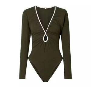 Johanna Ortiz Drops Of The Night Bodysuit In Olive Green Size S - Picture 1 of 7