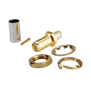 10,SMA Jack female bulkhead straight Solder Crimp for KSR200 LMR200 RF connector - Zdjęcie 1 z 5