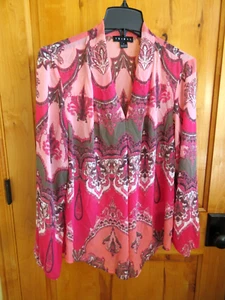 TRIBAL NWT DAHLIA PULLOVER TUNIC TOP SIZE M V-NECK SEMI-SHEER POLYESTER LSLV - Picture 1 of 11