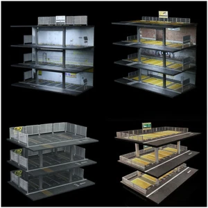 Diorama 1:64 Open Car Parking Lot Model City Street Garage Building Scene Model - Picture 1 of 43