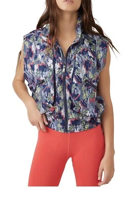 Free People FP Movement Off the Grid Printed Vest Womens Floral Full Zip NWT L - Image 1 of 4