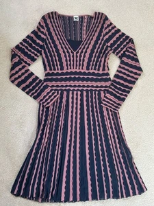 Missoni Navy Blue & Pink V-Neck Dress Women’s Size IT 48 US Size 12 Long Sleeve - Picture 1 of 10