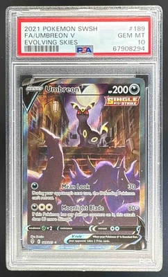 67908294 Umbreon V 2021 Pokemon Sword & Shield Evolving Skies #189 PSA 10 - Image 1 of 3