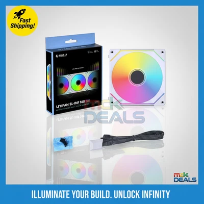 Lian Li UNI Fan SL-Infinity 140mm White ARGB PWM UF-SLIN140-1W Single Pack - Image 1 of 4