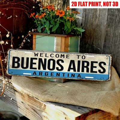 Letrero de metal vintage Buenos Aires decoración de viaje para entusiastas argentinos coleccionistas Foto 1 de 4
