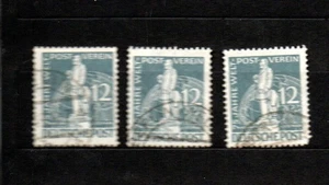 Berlín 3 x MiNr.  35 75 años Asociación Postal Mundial 12 peniques estampados - Imagen 1 de 2