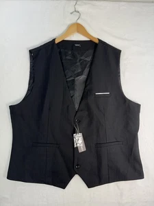 Coofandy Vest Mens 2XL Black Formal Suit Waistcoat Dress Wedding Adjustable New - Picture 1 of 7