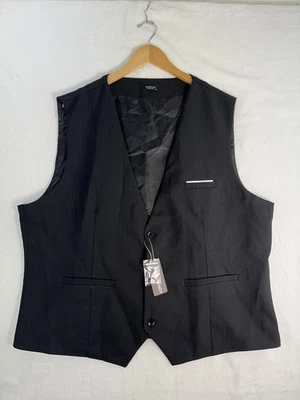 Coofandy Vest Mens 2XL Black Formal Suit Waistcoat Dress Wedding Adjustable New - Image 1 of 4