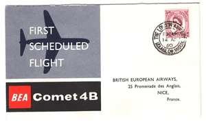 GB AIR MAIL BEA FIRST FLIGHT COMET Cover FRANCE Nice London 1961 MA1614 - Picture 1 of 6
