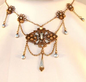 altes Collier um 1900 mit Emaille Silber Wilhelm Müller emailliert Kette /BA 949 - Bild 1 von 8